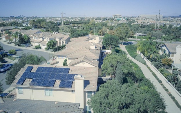 Solar power on the roof of a house